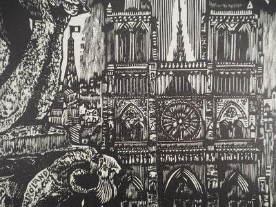 François MARECHAL : La gargouille de Notre Dame, Gravure sur bois originale (photo de détail 4) - Crédit photo : Galerie Art.Paris