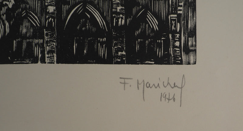 François MARECHAL : La gargouille de Notre Dame, Gravure sur bois originale (photo de détail 6) - Crédit photo : Galerie Art.Paris