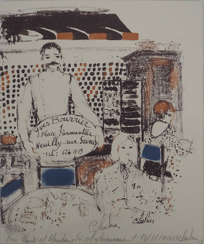 Nathalie CHABRIER : Restaurant à Neuilly, Lithographie originale (vue générale) - Crédit photo : Galerie Art.Paris