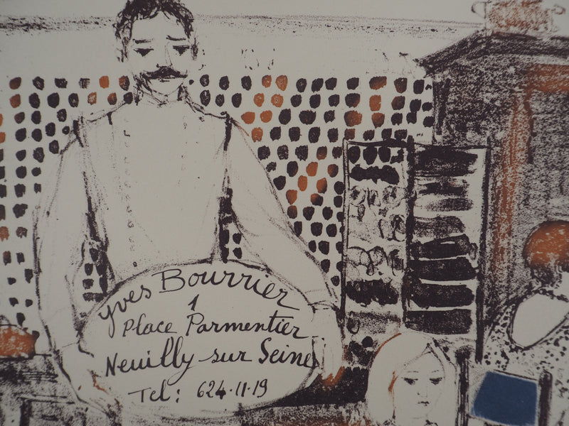 Nathalie CHABRIER : Restaurant à Neuilly, Lithographie originale (photo de détail 3) - Crédit photo : Galerie Art.Paris