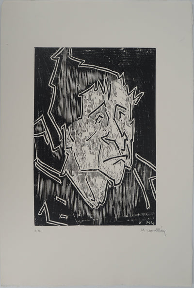 Monique LAVALLEE : Homme au bonnet, Gravure sur bois originale (photo de détail 3) - Crédit photo : Galerie Art.Paris