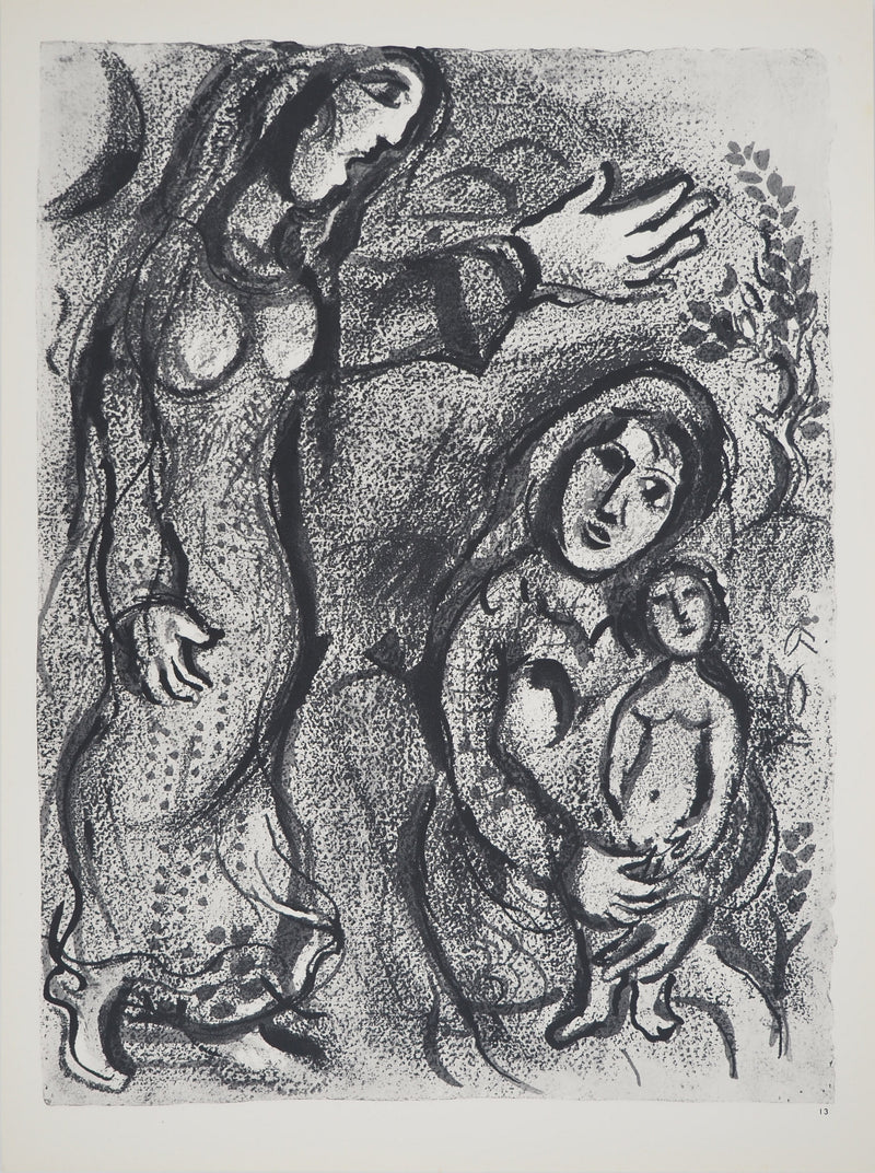 Marc CHAGALL : La mère et son enfant : Agar et Ismaël dans le déser, Héliogravure originale (photo de détail 4) - Crédit photo : Galerie Art.Paris