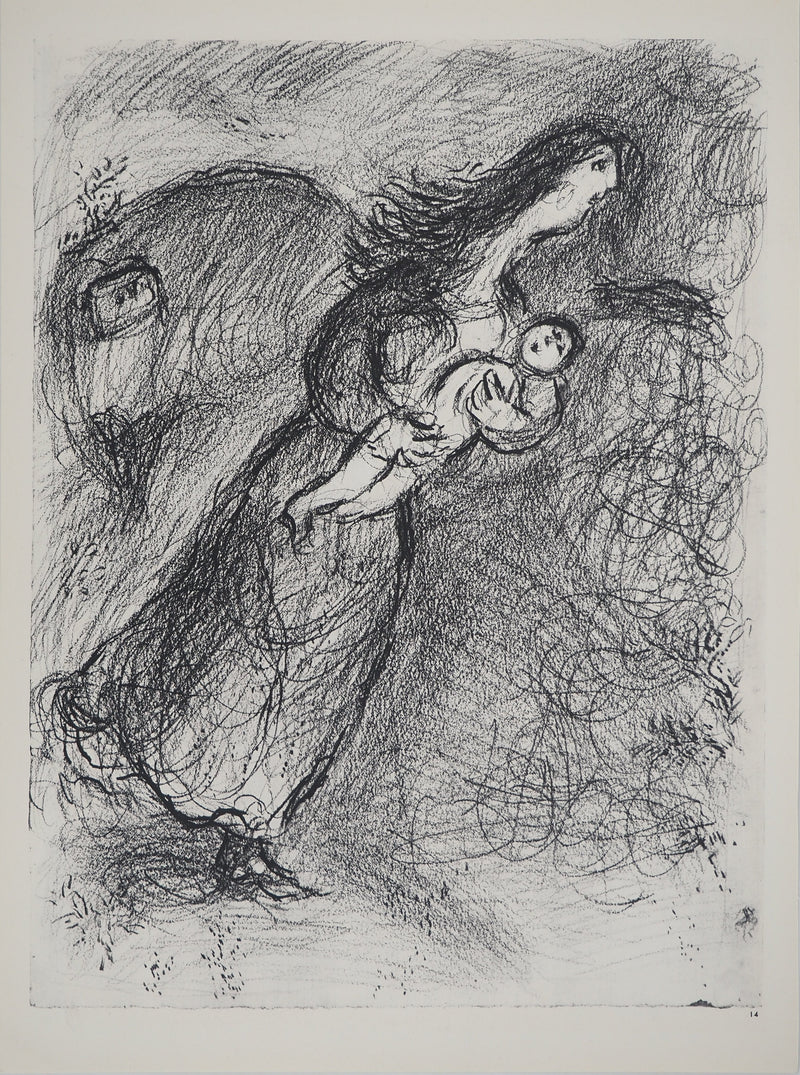 Marc CHAGALL : La mère et son enfant : Agar et Ismaël dans le déser, Héliogravure originale (vue générale) - Crédit photo : Galerie Art.Paris