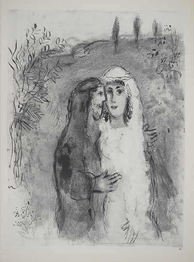 Marc CHAGALL : Le mariage bucolique : Rachel et Jaco, Héliogravure originale (vue générale) - Crédit photo : Galerie Art.Paris