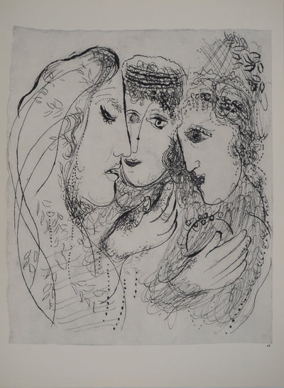 Marc CHAGALL : Trois visages féminins : Noémi et ses fille, Héliogravure originale (vue générale) - Crédit photo : Galerie Art.Paris