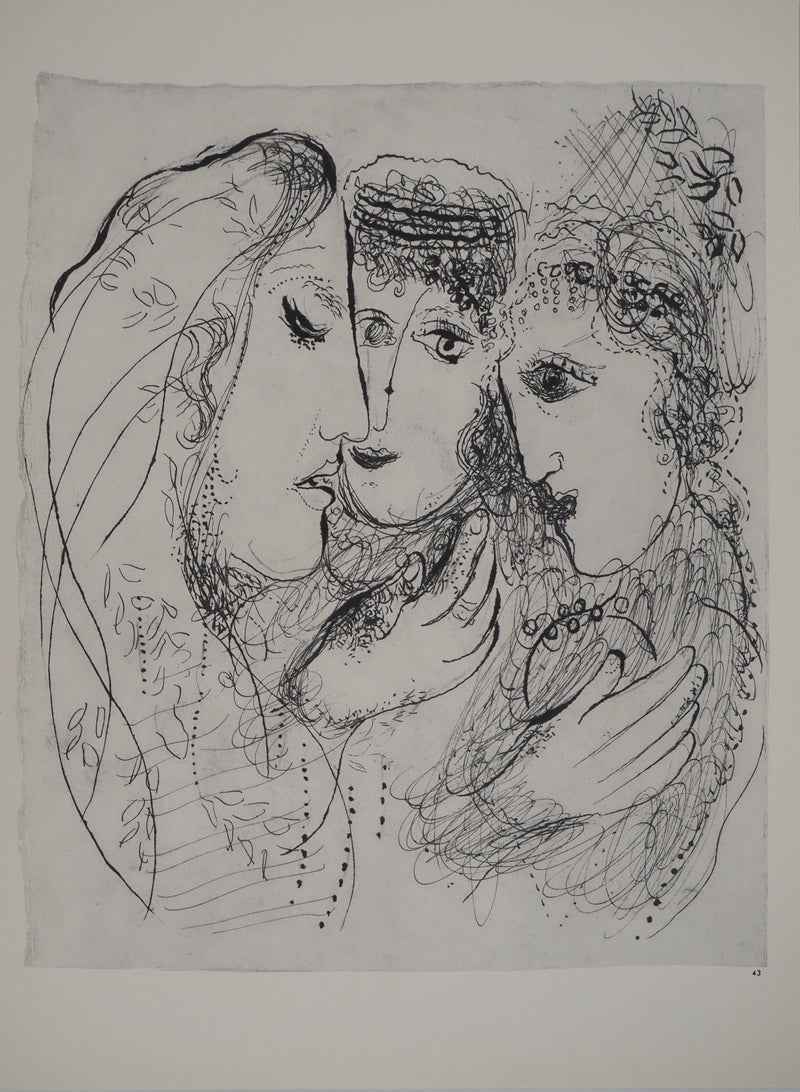 Marc CHAGALL : Trois visages féminins : Noémi et ses fille, Héliogravure originale (vue générale) - Crédit photo : Galerie Art.Paris