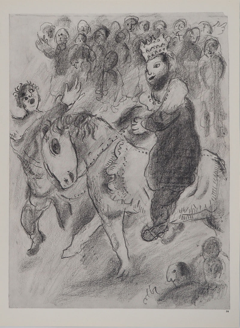 Marc CHAGALL : Le roi à cheval (Promenade triomphale de Mardochée, Héliogravure originale (vue générale) - Crédit photo : Galerie Art.Paris