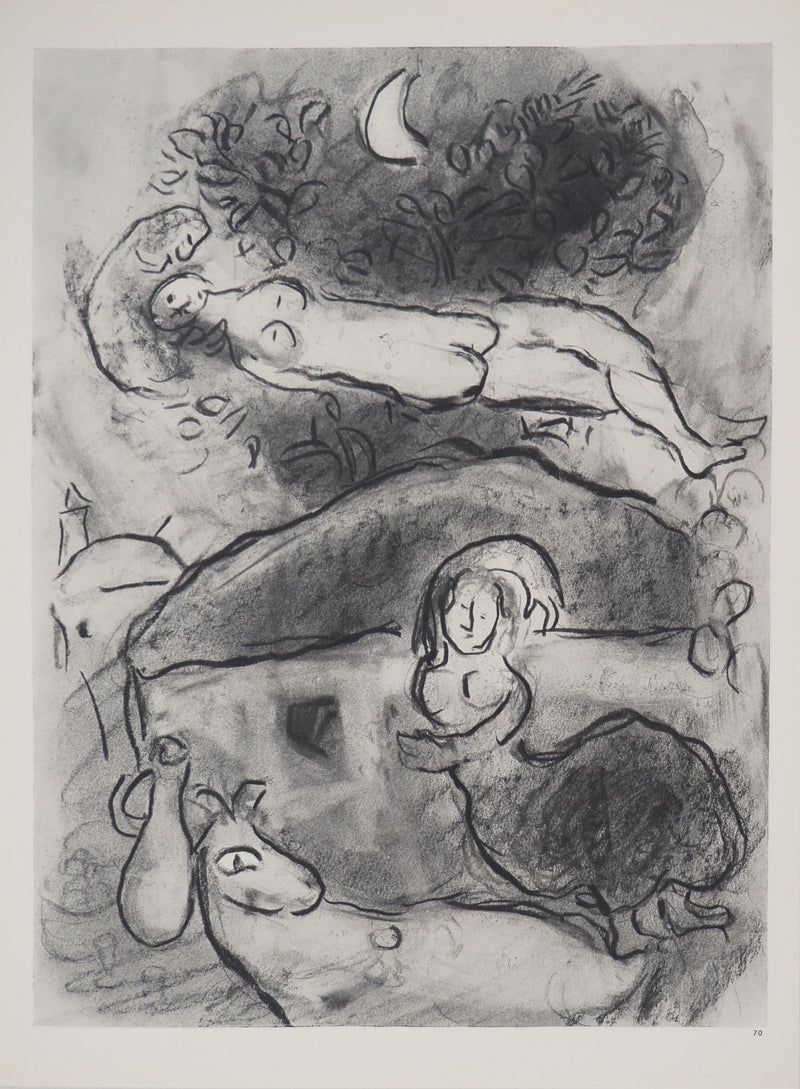 Marc CHAGALL : Cantique des cantiques : Le sommeil au clair de lune, Héliogravure originale (vue générale) - Crédit photo : Galerie Art.Paris