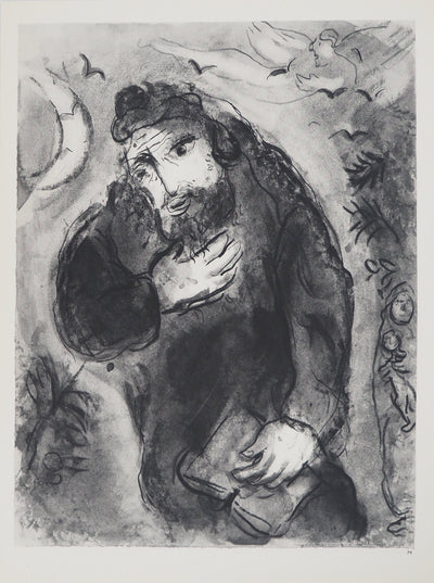 Marc CHAGALL : Joel, l'homme au livre, Héliogravure original (vue générale) - Crédit photo : Galerie Art.Paris