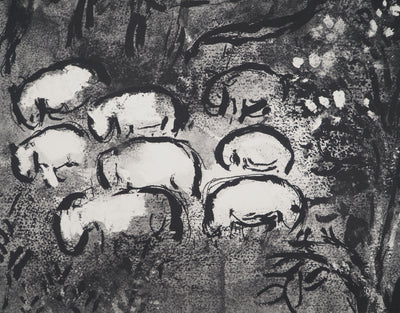 Marc CHAGALL : Le berger et ses moutons (Réponse d'Amos à Amasias), Héliogravure originale (photo de détail 4) - Crédit photo : Galerie Art.Paris