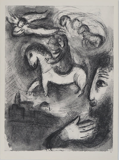 Marc CHAGALL : La vision avec l'ange (Vision de Zacharie), Héliogravure originale (vue générale) - Crédit photo : Galerie Art.Paris