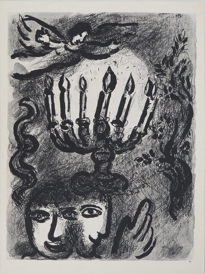 Marc CHAGALL : La tête à la Menorah (Le chandelier de Zacharie), Héliogravure originale (vue générale) - Crédit photo : Galerie Art.Paris