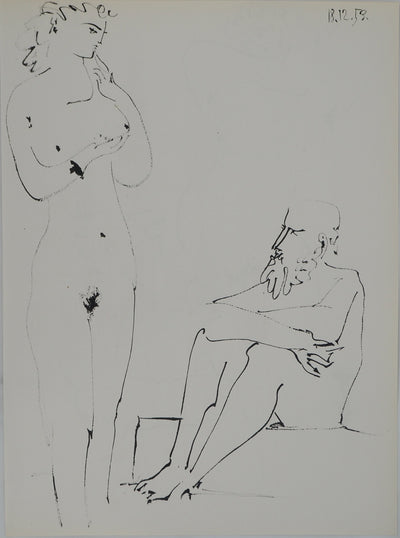 Pablo PICASSO : Nu aux escarpins et petit homm, Héliogravure originale (photo de détail 4) - Crédit photo : Galerie Art.Paris