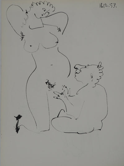 Pablo PICASSO : Nu aux escarpins et petit homm, Héliogravure originale (vue générale) - Crédit photo : Galerie Art.Paris