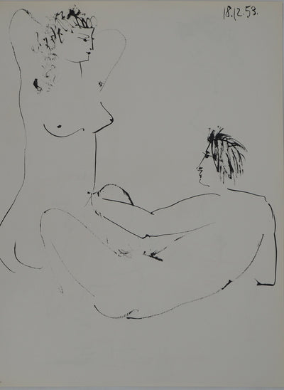 Pablo PICASSO : L'homme au chapeau et la jeune fille, Héliogravure originale (photo de détail 4) - Crédit photo : Galerie Art.Paris