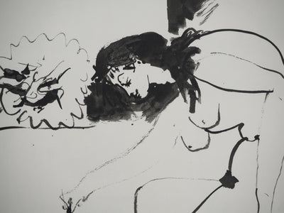 Pablo PICASSO : La femme nue au petit singe, Héliogravure originale (photo de détail 2) - Crédit photo : Galerie Art.Paris