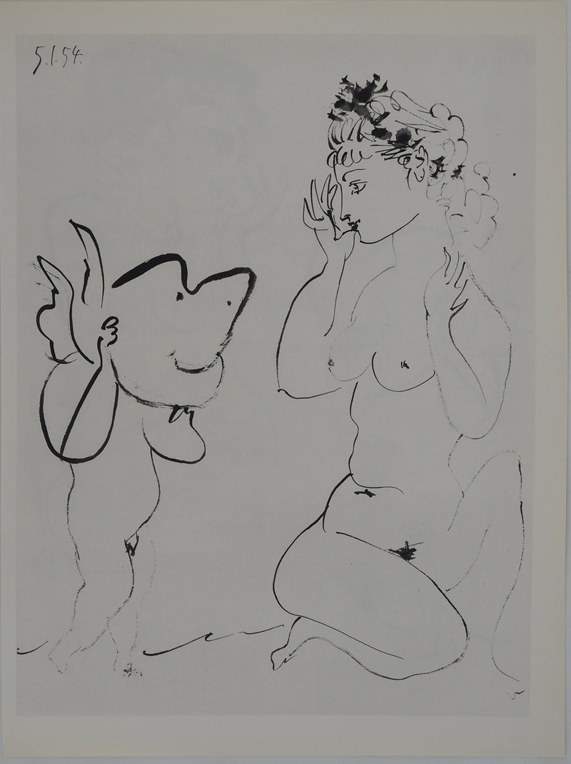 Pablo PICASSO : La jeune femme surprise par un ange, Héliogravure originale (vue générale) - Crédit photo : Galerie Art.Paris