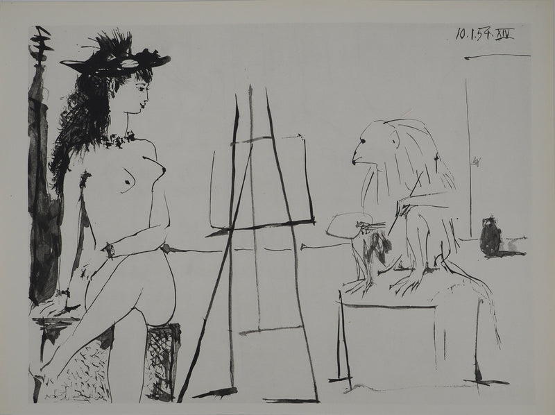 Pablo PICASSO : Le peintre et son modèle vieillissants, Héliogravure originale (photo de détail 4) - Crédit photo : Galerie Art.Paris