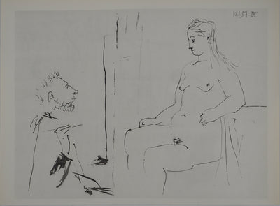 Pablo PICASSO : Le peintre et son idole, Héliogravure originale (vue générale) - Crédit photo : Galerie Art.Paris