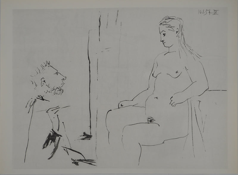 Pablo PICASSO : Le peintre et son idole, Héliogravure originale (vue générale) - Crédit photo : Galerie Art.Paris