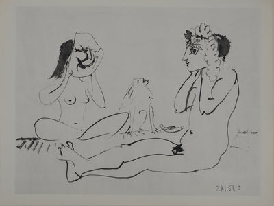 Pablo PICASSO : Personnages masqués au bord de la mer, Héliogravure originale (photo de détail 4) - Crédit photo : Galerie Art.Paris