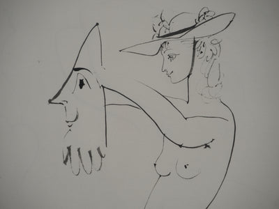 Pablo PICASSO : La jeune fille au chapeau et un homme, Héliogravure originale (photo de détail 3) - Crédit photo : Galerie Art.Paris