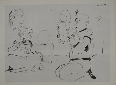 Pablo PICASSO : Les deux artistes du cirque, Héliogravure originale (vue générale) - Crédit photo : Galerie Art.Paris