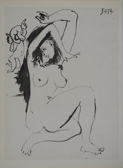 Pablo PICASSO : L'ange démasqué et la jeune femme, Héliogravure originale (photo de détail 4) - Crédit photo : Galerie Art.Paris