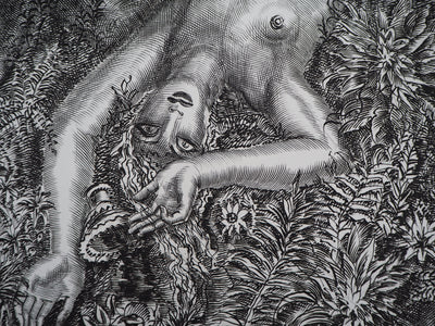 Albert DECARIS : Femme et faune, Gravure originale (photo de détail 4) - Crédit photo : Galerie Art.Paris