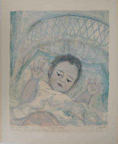 Marie-Antoinette CHALUS : L'enfant au berceau, Lithographie originale (vue générale) - Crédit photo : Galerie Art.Paris