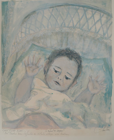 Marie-Antoinette CHALUS : L'enfant au berceau, Lithographie originale (photo de détail 2) - Crédit photo : Galerie Art.Paris