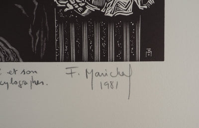 François MARECHAL : Le vieil alchimiste, Gravure sur bois originale (photo de détail 7) - Crédit photo : Galerie Art.Paris