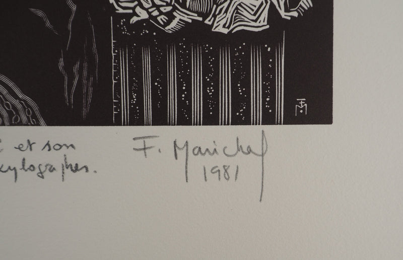 François MARECHAL : Le vieil alchimiste, Gravure sur bois originale (photo de détail 7) - Crédit photo : Galerie Art.Paris