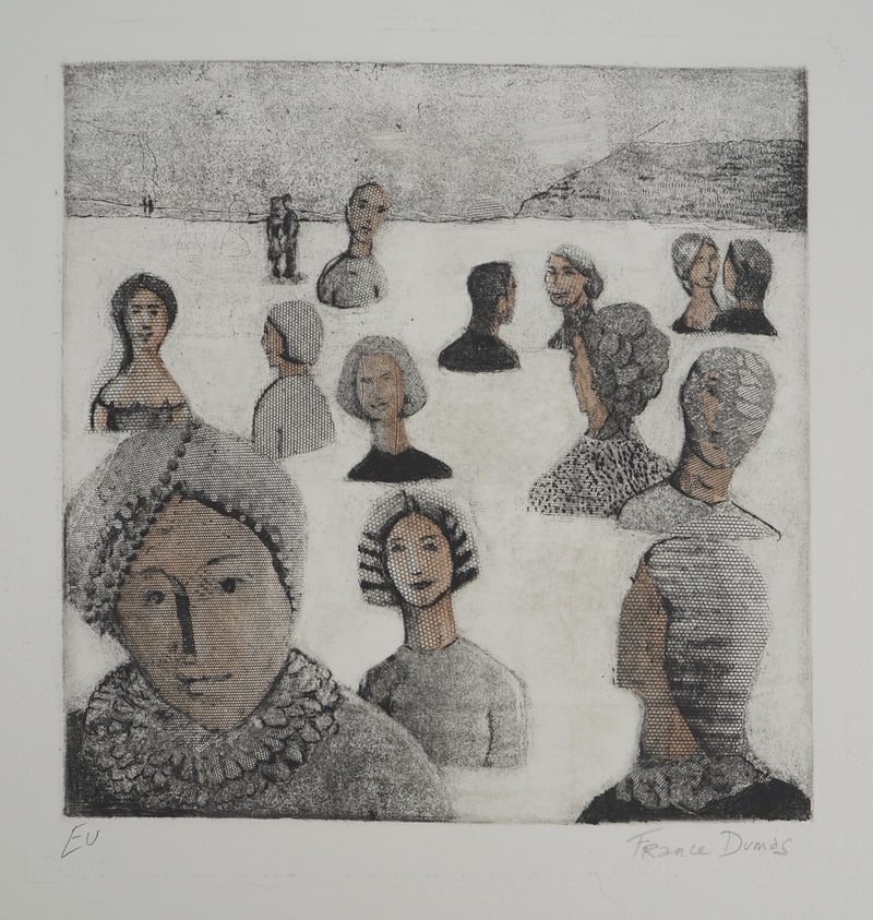 France DUMAS : Etude de visages, Gravure originale (photo de détail 2) - Crédit photo : Galerie Art.Paris