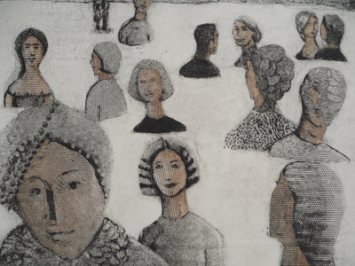 France DUMAS : Etude de visages, Gravure originale (photo de détail 3) - Crédit photo : Galerie Art.Paris
