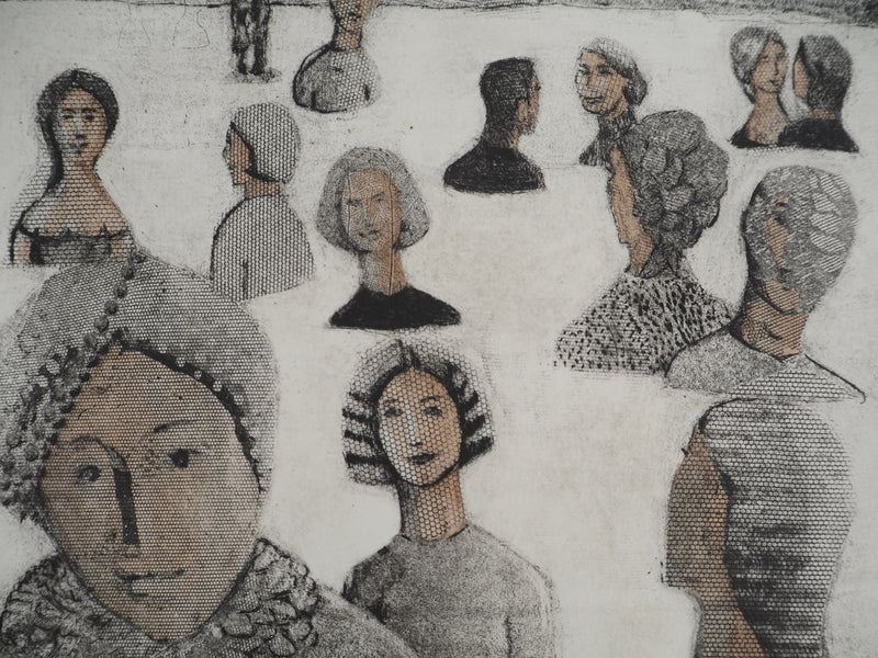 France DUMAS : Etude de visages, Gravure originale (photo de détail 3) - Crédit photo : Galerie Art.Paris