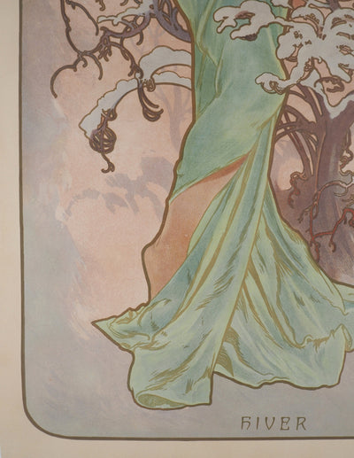 Alfonse MUCHA : Saisons, l'hiver, Lithographie originale signée