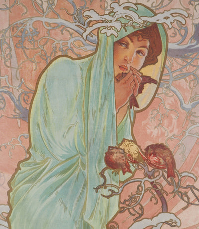 Alfonse MUCHA : Saisons, l'hiver, Lithographie originale signée