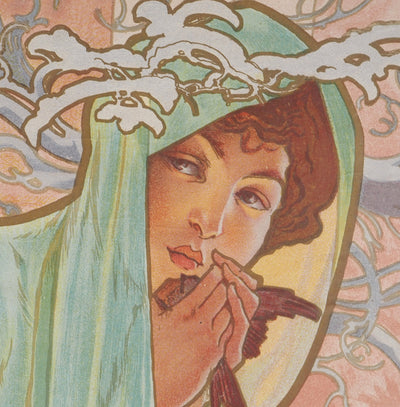 Alfonse MUCHA : Saisons, l'hiver, Lithographie originale signée