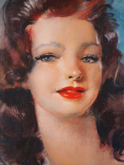 Jean-Gabriel DOMERGUE: Brunette with blouse and black ribbon, Signed pastel drawing