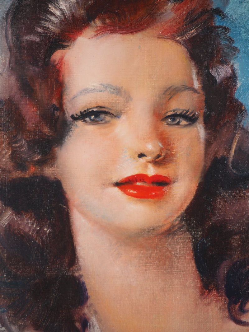Jean-Gabriel DOMERGUE: Brunette with blouse and black ribbon, Signed pastel drawing