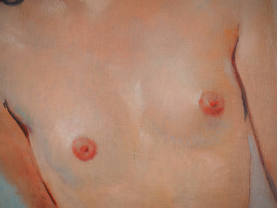 Jean-Gabriel DOMERGUE: Brunette with blouse and black ribbon, Signed pastel drawing