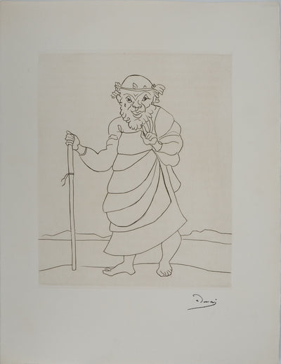 André DERAIN : Vieil homme se promenant, Gravure originale (vue générale) - Crédit photo : Galerie Art.Paris