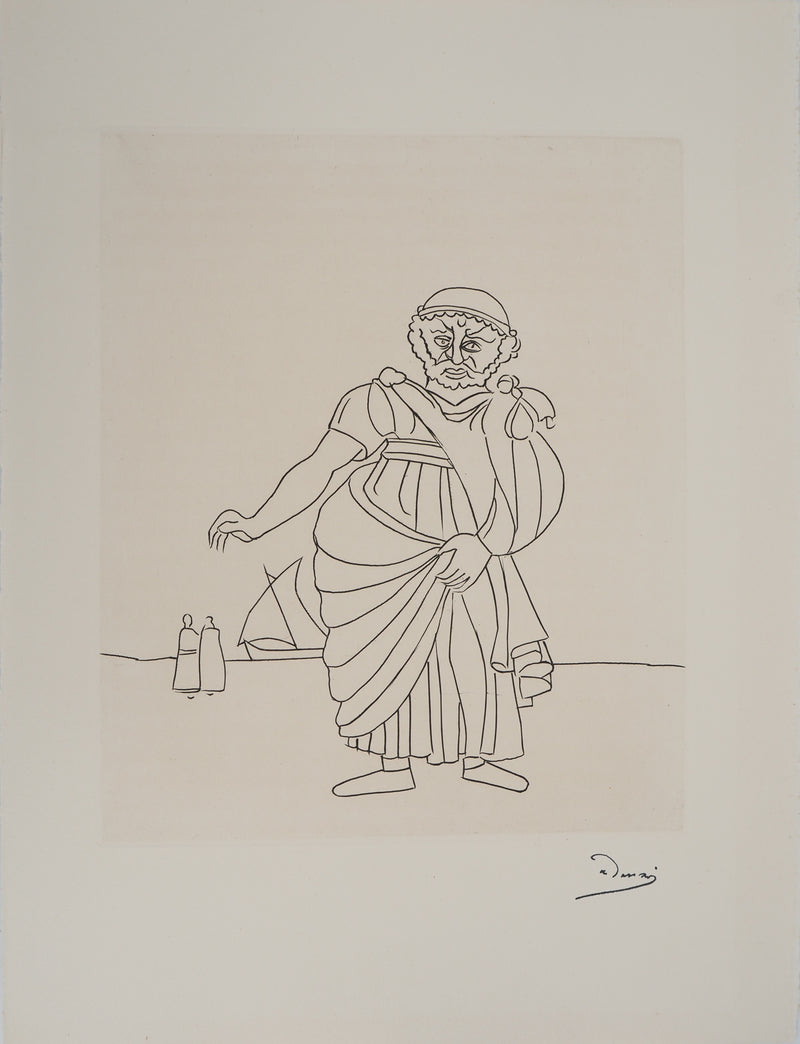 André DERAIN : Le vieil homme sur le port, Gravure originale (vue générale) - Crédit photo : Galerie Art.Paris