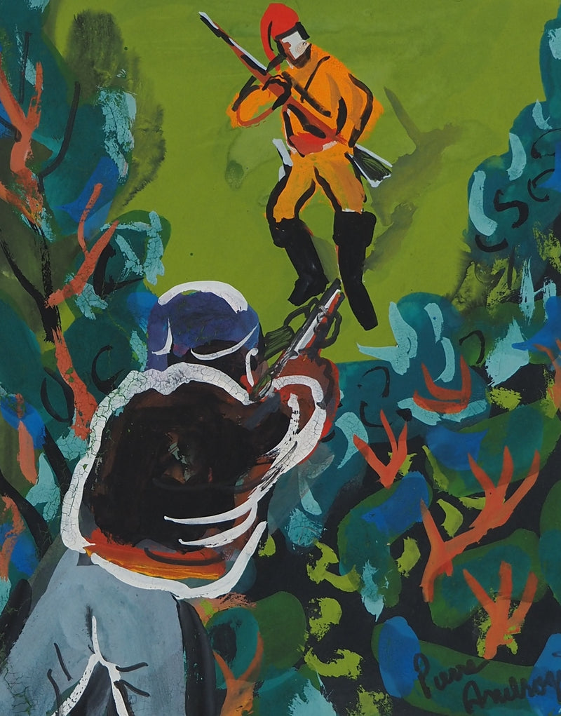 Pierre AMBROGIANI : Les soldats, Gouache originale (photo de détail 3) - Crédit photo : Galerie Art.Paris