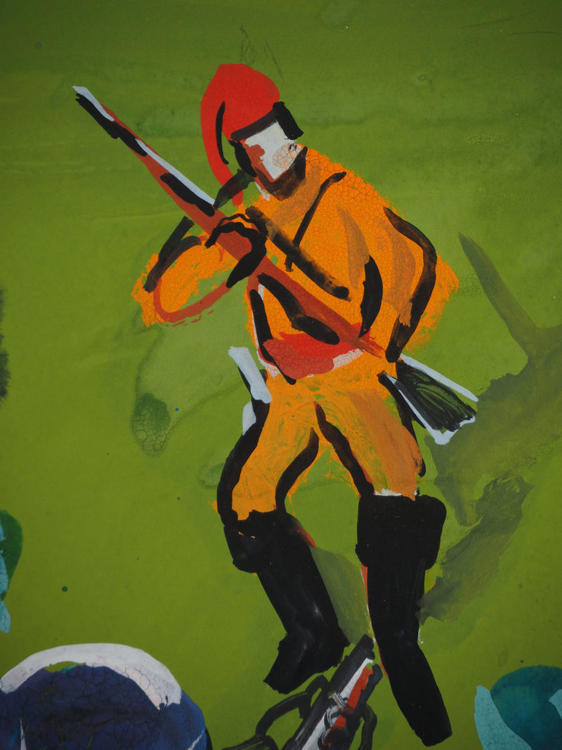 Pierre AMBROGIANI : Les soldats, Gouache originale (photo de détail 4) - Crédit photo : Galerie Art.Paris