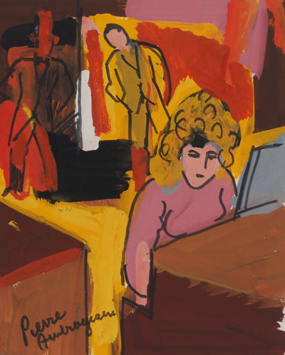 Pierre AMBROGIANI : Femme jouant du piano, Gouache originale (photo de détail 3) - Crédit photo : Galerie Art.Paris