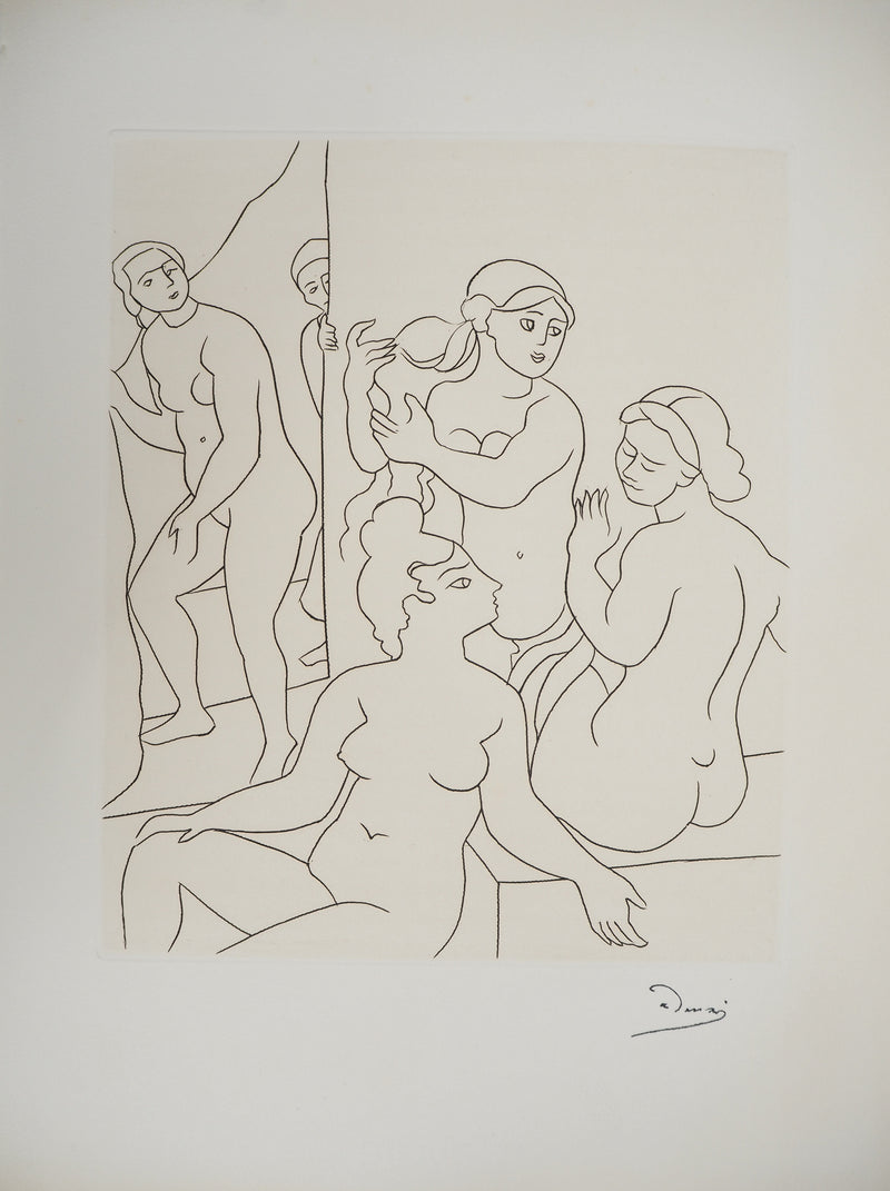 André DERAIN : Au vestiaire : Femmes qui discutent, Gravure originale (vue générale) - Crédit photo : Galerie Art.Paris