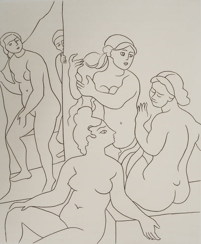 André DERAIN : Au vestiaire : Femmes qui discutent, Gravure originale (photo de détail 3) - Crédit photo : Galerie Art.Paris