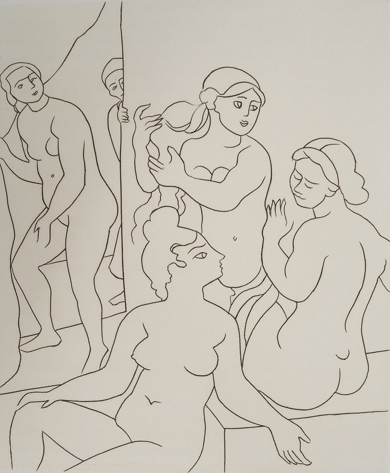André DERAIN : Au vestiaire : Femmes qui discutent, Gravure originale (photo de détail 3) - Crédit photo : Galerie Art.Paris